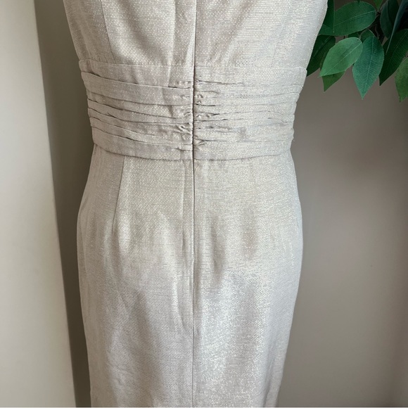 Shoshanna Metallic Abigail Pleated Sheath Dress Gold Sz 6 - Picture 11 of 16